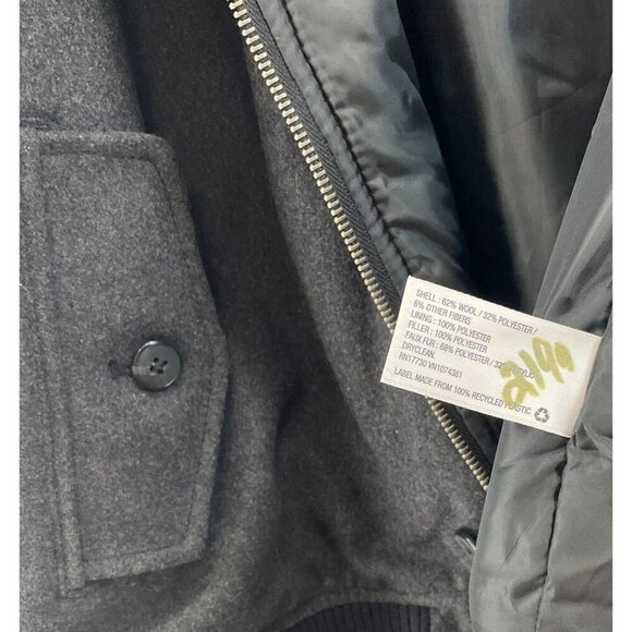 Merona Mens Wool & Polyester Winter Jacket XXL With Faux Fur Collar - Picture 6 of 9